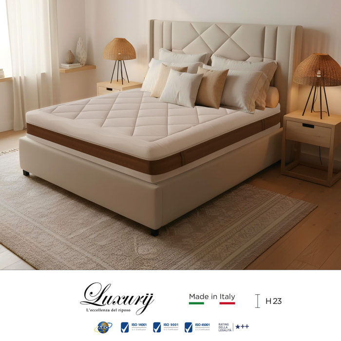 "Panarea" H23 cm 140x190 2 guanciali Memory OMAGGIO sfoderabile Memory Foam a tre strati