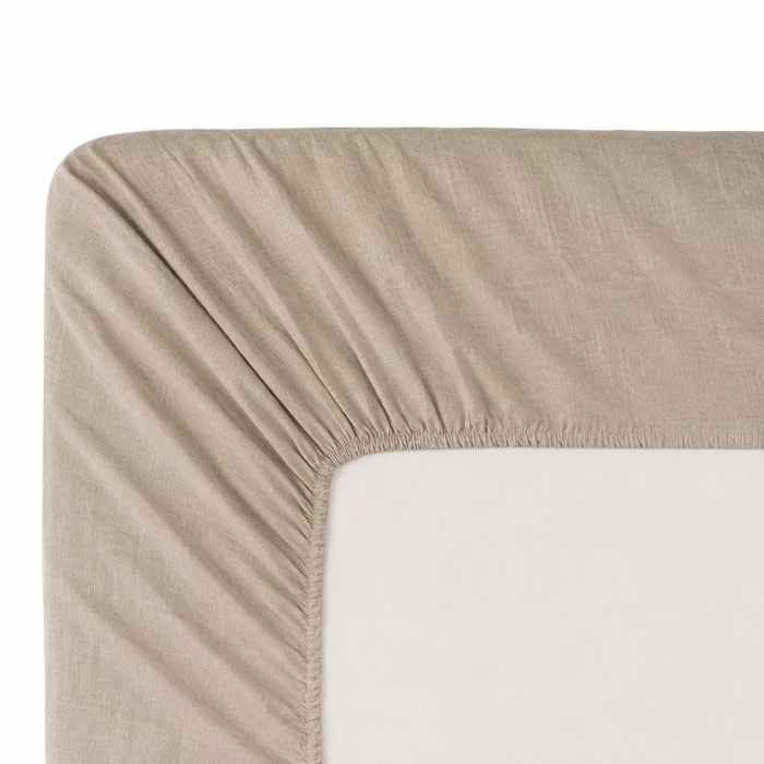 Drap housse b35 pur lin lavé 165 g/m² uni beige Le lin lave lin