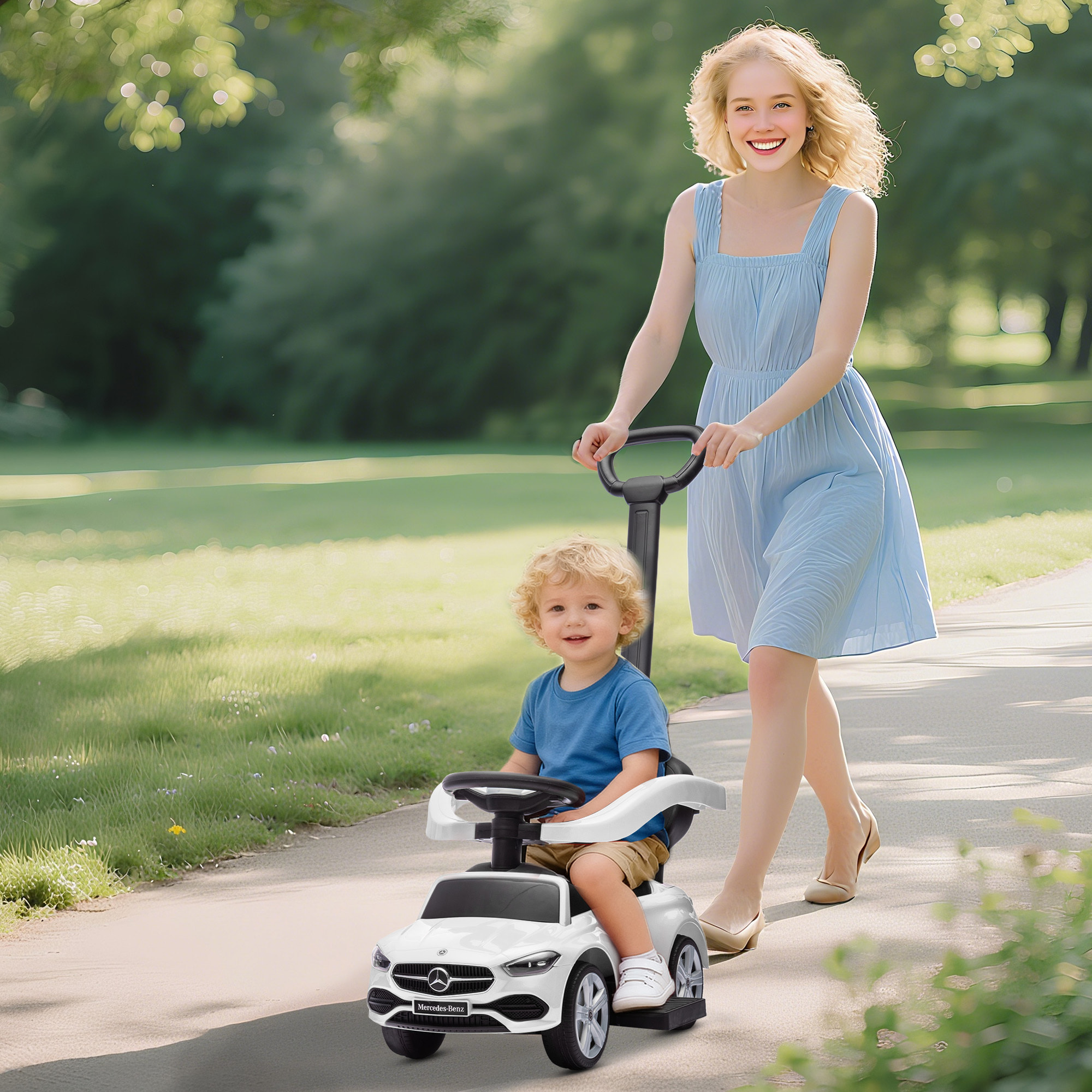 Porteur voiture enfant Mercedes-Benz classe C évolutif 18-36 mois effets sonores blanc