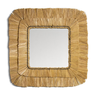 Miroir carré en raphia avec cadre en fer noir 46cm KAMPALA