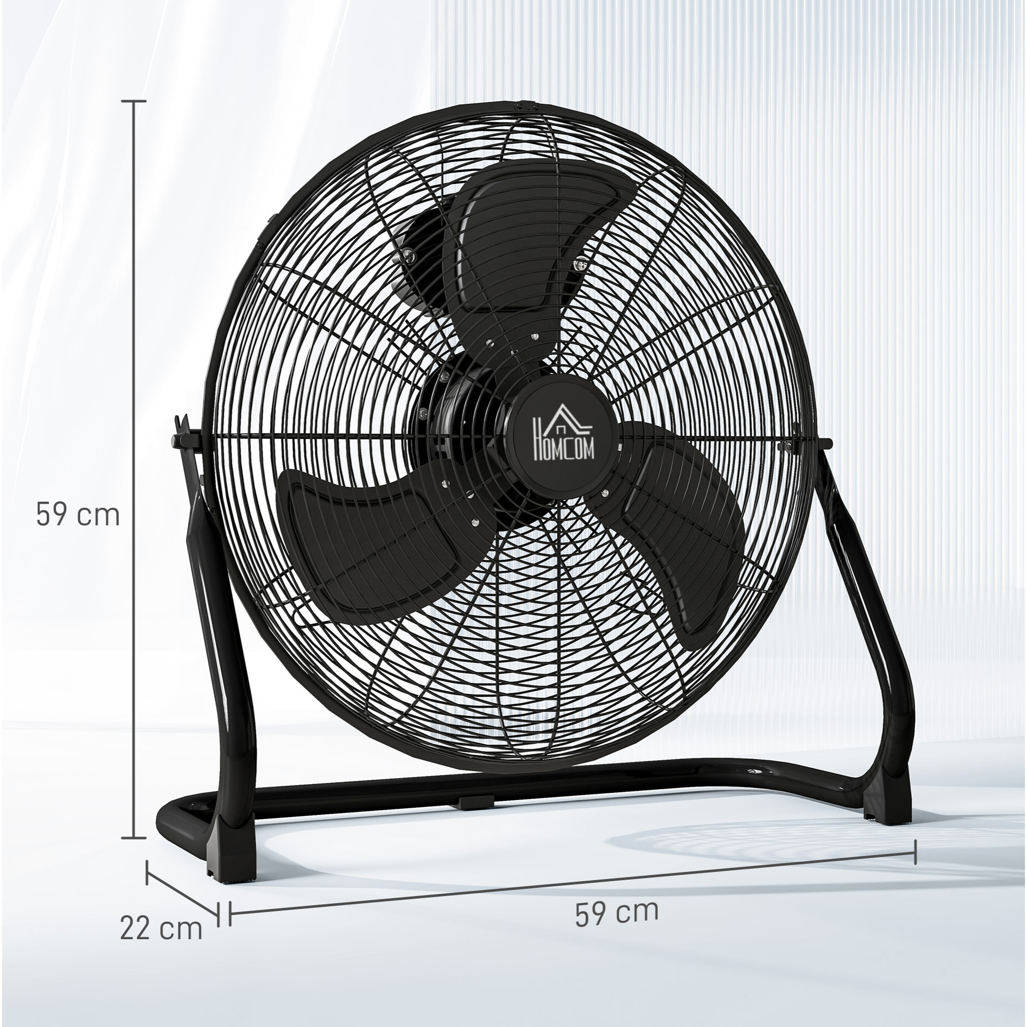 Ventilateur de table bureau design portable inclinaison réglable 3 vitesses métal noir