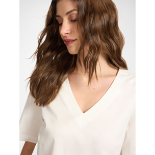 Elena Mirò - T-shirt in cotone scollo a V - Bianco