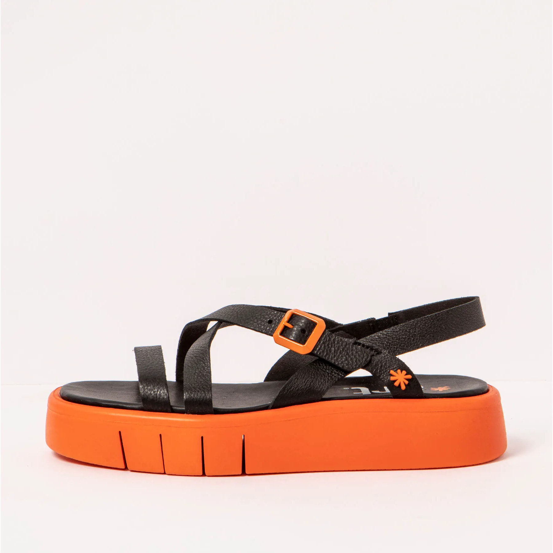 Sandalias 1853 NAPPA BLACK-ORANGE/ MALAGA color Black-orange