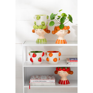 J-Line cache-pot 2 Parties Fille - céramique - orange