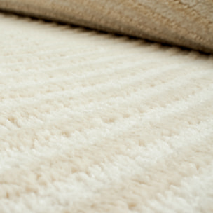 BIANCA - Tapis motif géométrique poils en relief crème