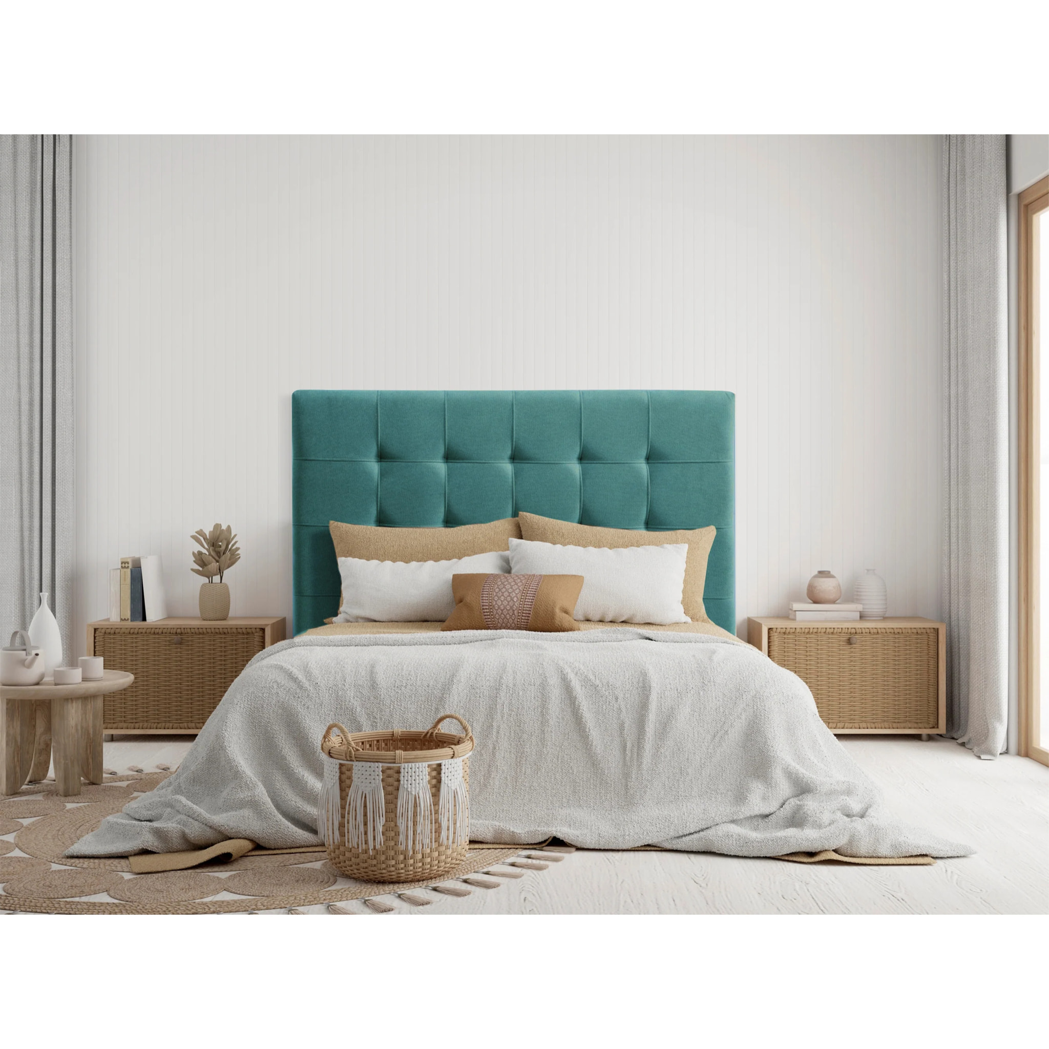 Cabecero de madera tapizado en tela para cama de 90 107x132