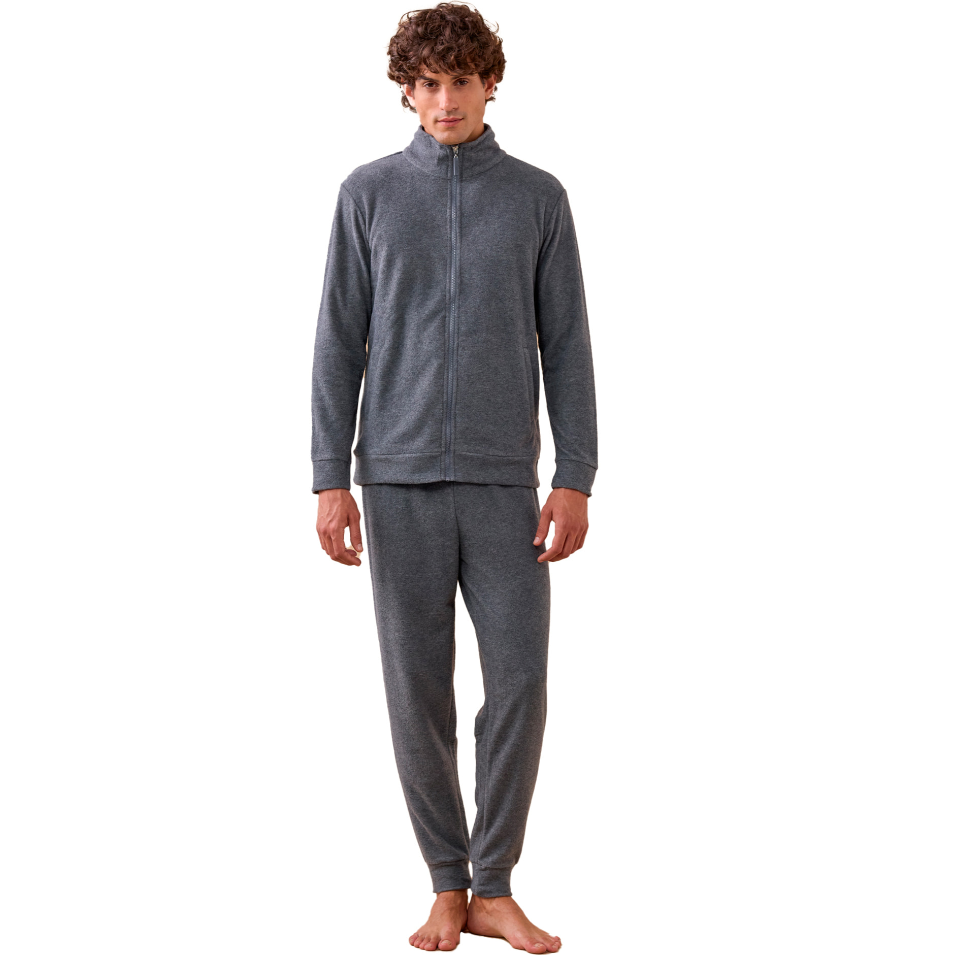 Completo loungewear uomo almy in pile con zip Noidinotte