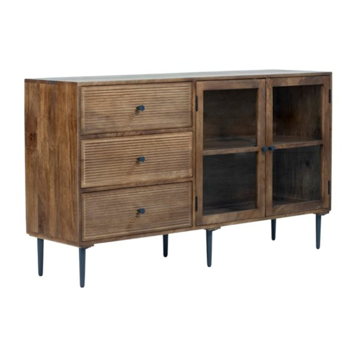 Buffet Boreal -bois massif de manguier-couleur noyer 150 x 85 x 40 cm