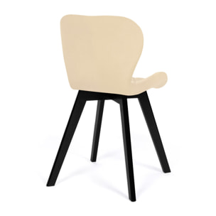 Chaises Daisy en velours et pieds noirs - Crème