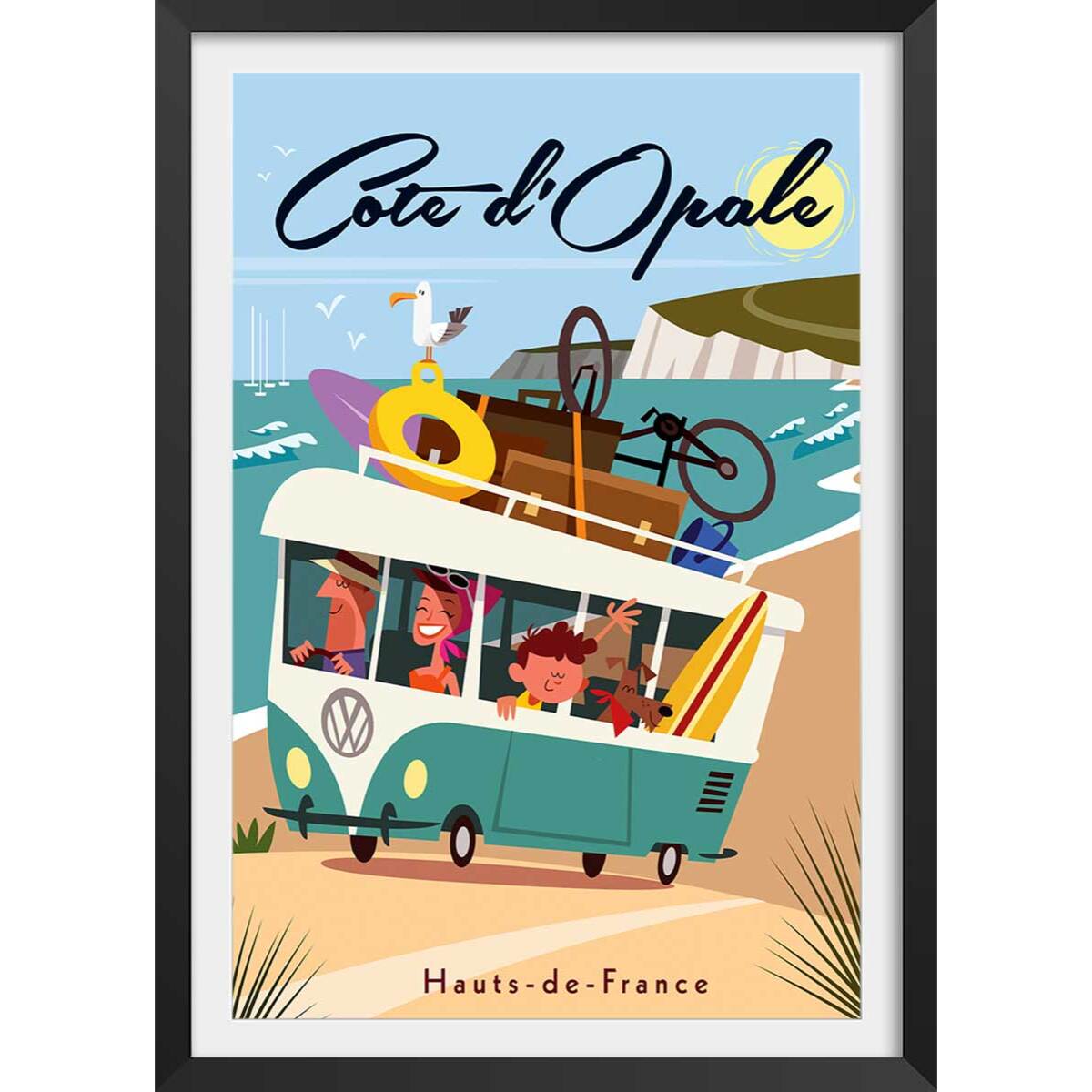 Affiche Côte d'Opale Affiche + cadre en bois - Noir