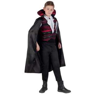 Costume Halloween Vampire Emperor Nero Rosso Bambino Taglia 7-9 Anni