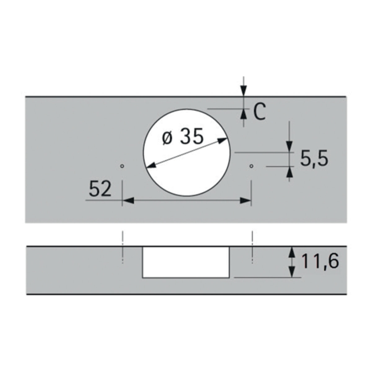 Charnière HETTICH Sensys 8657i - Base 3 mm TH 52 - À visser - 9099550