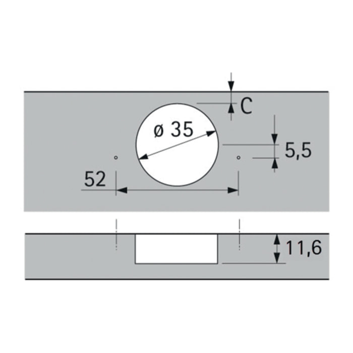 Charnière HETTICH Sensys 8657i - Base 3 mm TH 52 - À visser - 9099550