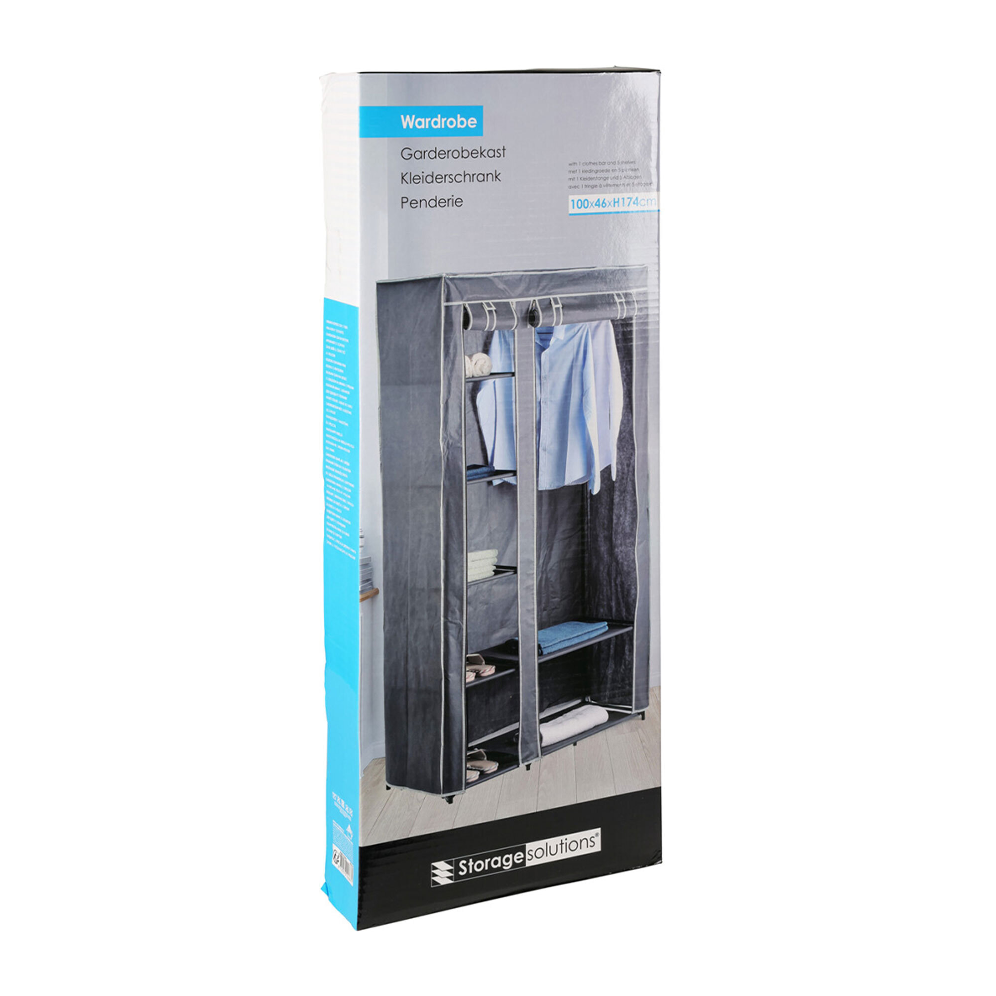 Well home armario organizador de ropa con barra de acero y 5 estantes 100x46xh174cm