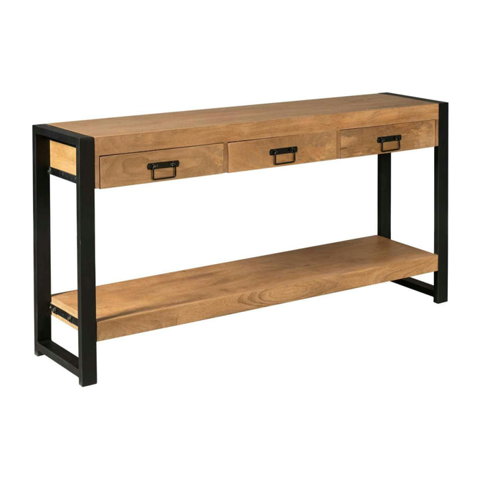 Console longue bois métal 150 cm MILORA