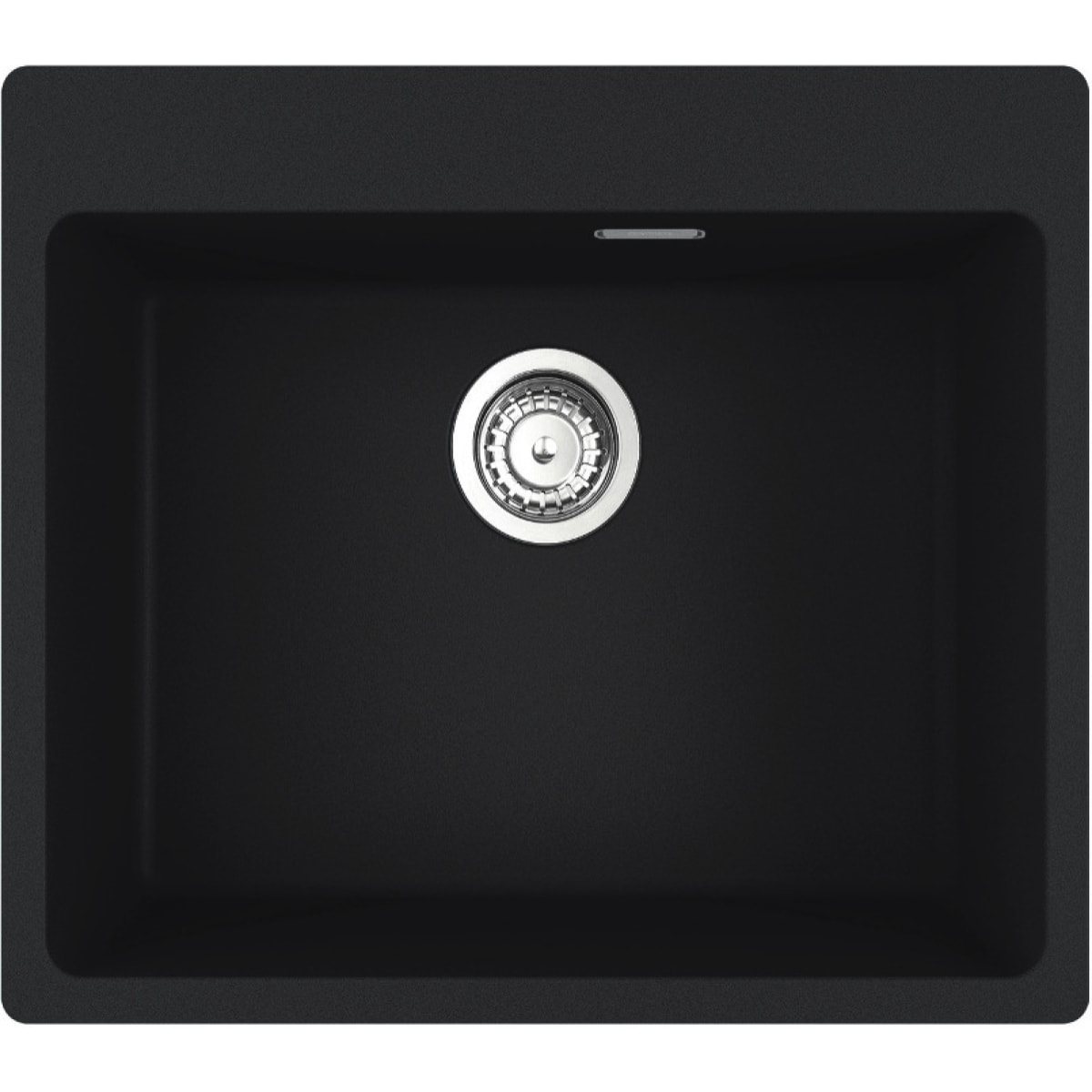 Set Maris Evier à encastrer 59x50cm, en Fragranit+, Noir mat + Mitigeur col de cygne, Noir mat avec douchette extractible