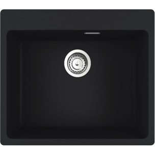 Set Maris Evier à encastrer 59x50cm, en Fragranit+, Noir mat + Mitigeur col de cygne, Noir mat avec douchette extractible
