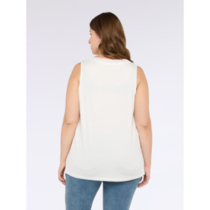 Fiorella Rubino - Top bimaterico con scollo a V - Bianco