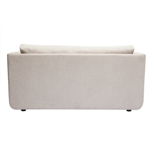 Canapé convertible 2 places en tissu effet velours texturé beige LEON