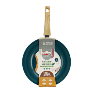 Wok 28cm en aluminium recyclé bleu canard - tous feux COLORAMA