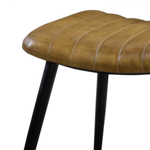 Tabouret en cuir camel matelassé - Bidar