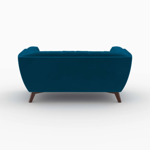 Ensemble canapé et fauteuil en velours bleu 3 places - Mona