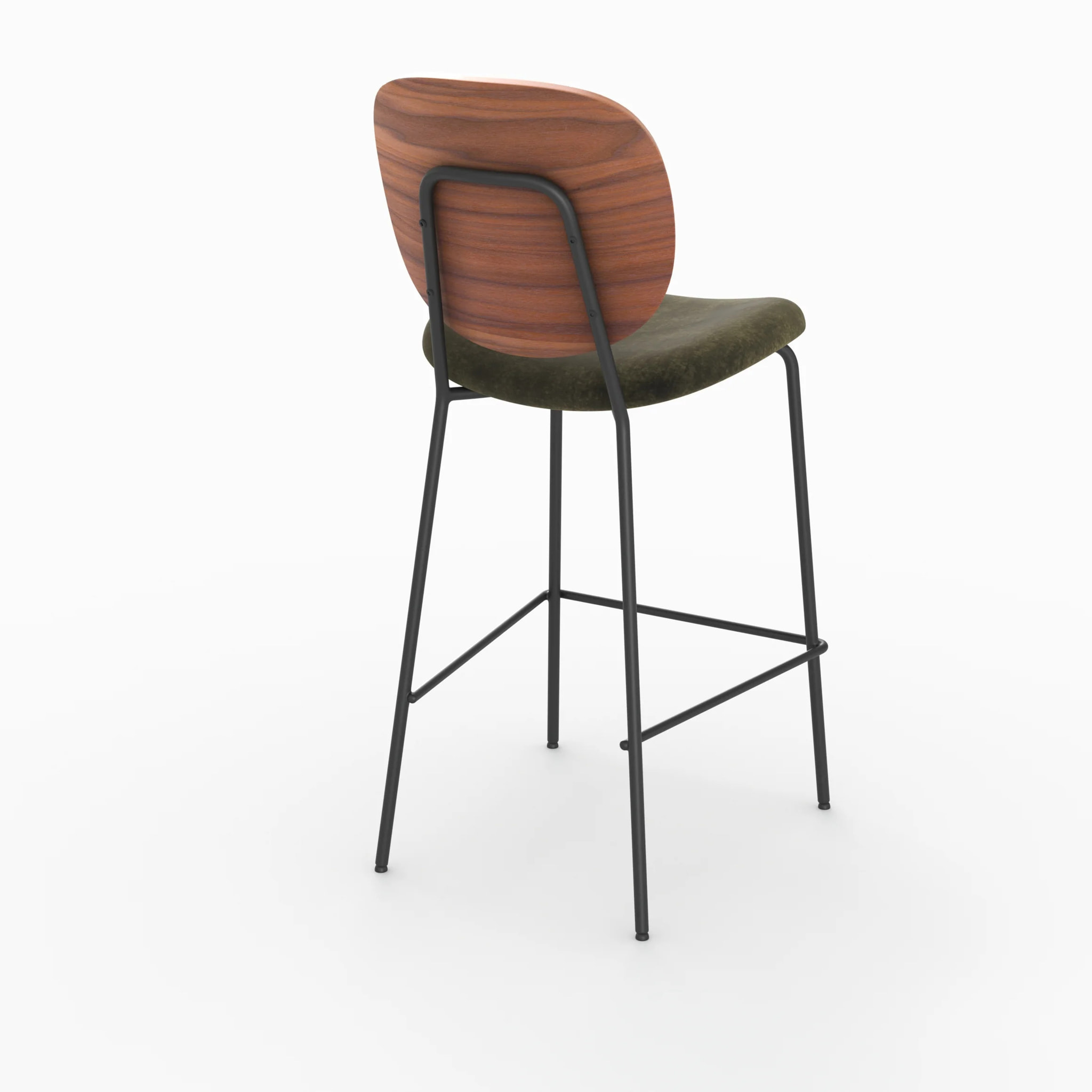 Lot de 2 chaises pour îlot central 65,5 cm en velours vert kaki - Simone