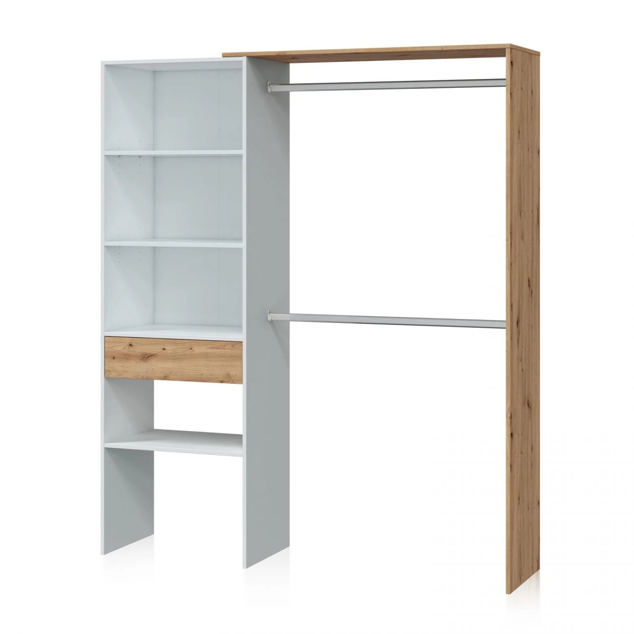 Armario vestidor Ezra Blanco Soft - Roble Nodi