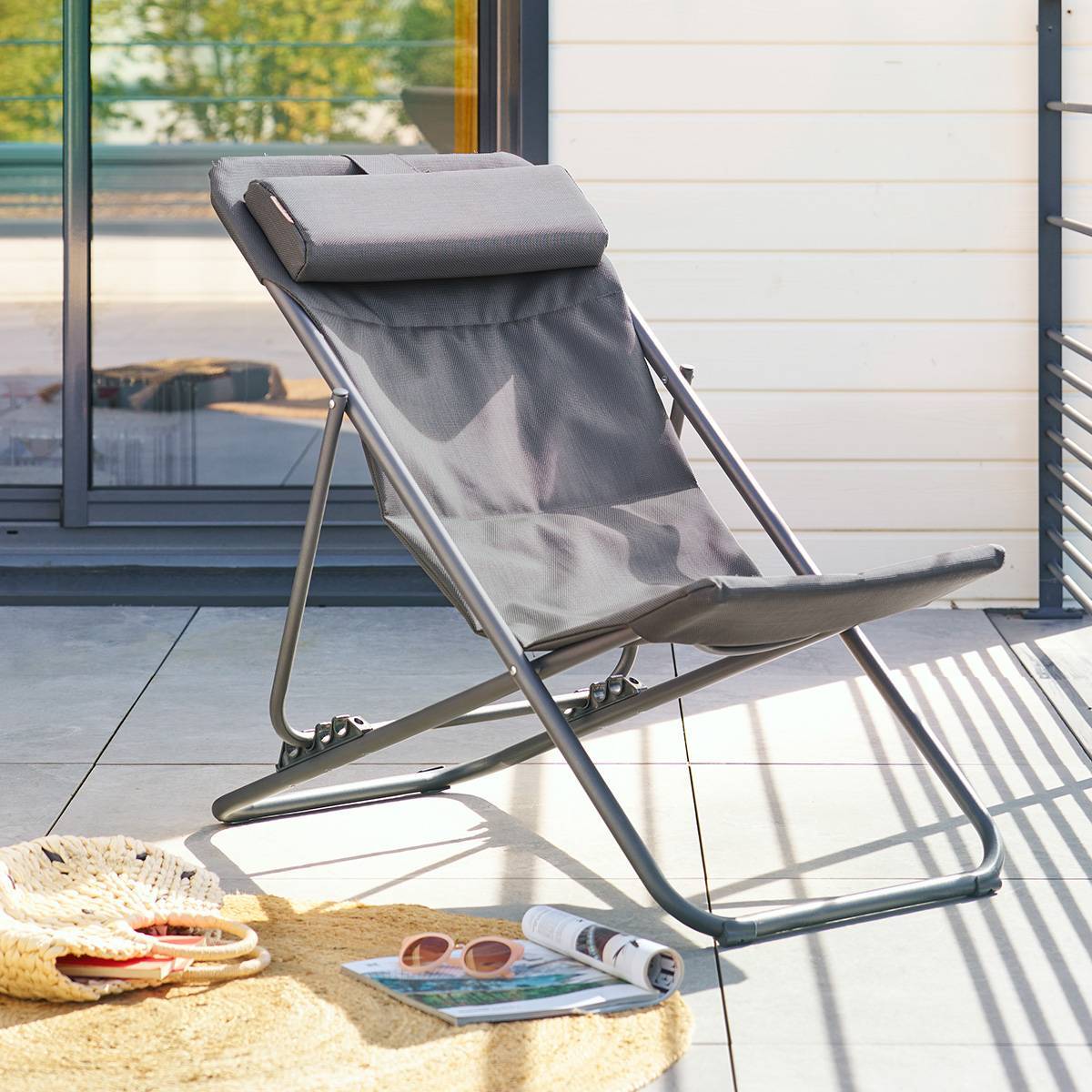 Chilienne de jardin empilable pliable Mirael gris graphite