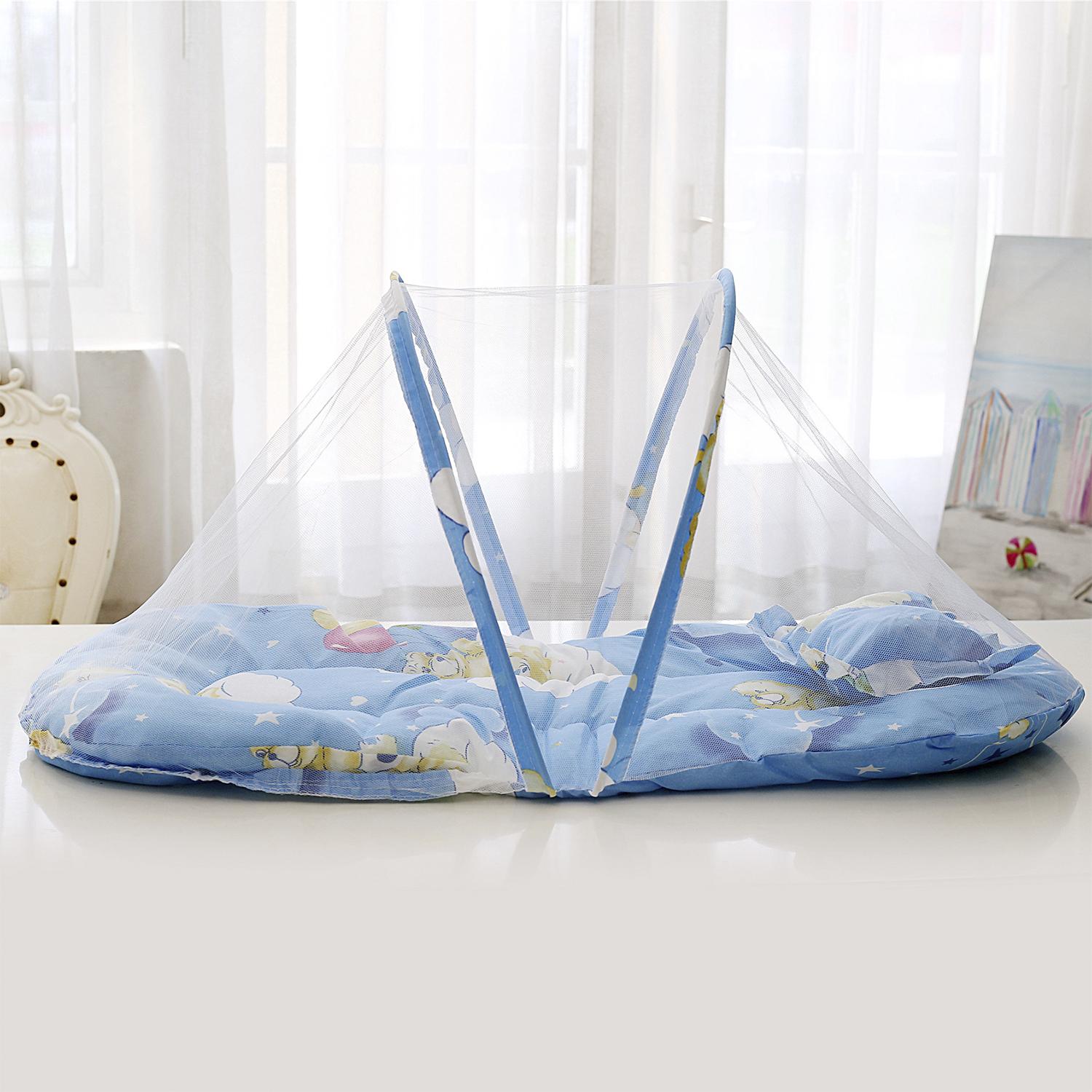 Zanzariera portatile pieghevole per bambini con materasso e cuscino. 60x58x55 cm.