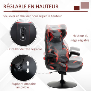 Fauteuil gaming fauteuil de bureau gamer fonction audio pivotant réglable accoudoirs relevables rouge noir