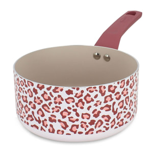 Casserole aluminium recyclé 18cm léopard rose- tous feux  LEOPARD