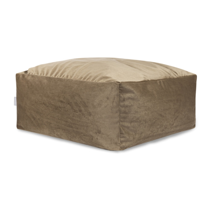 Pouf amovible en velours CORSO 50x50x25 cm noyer