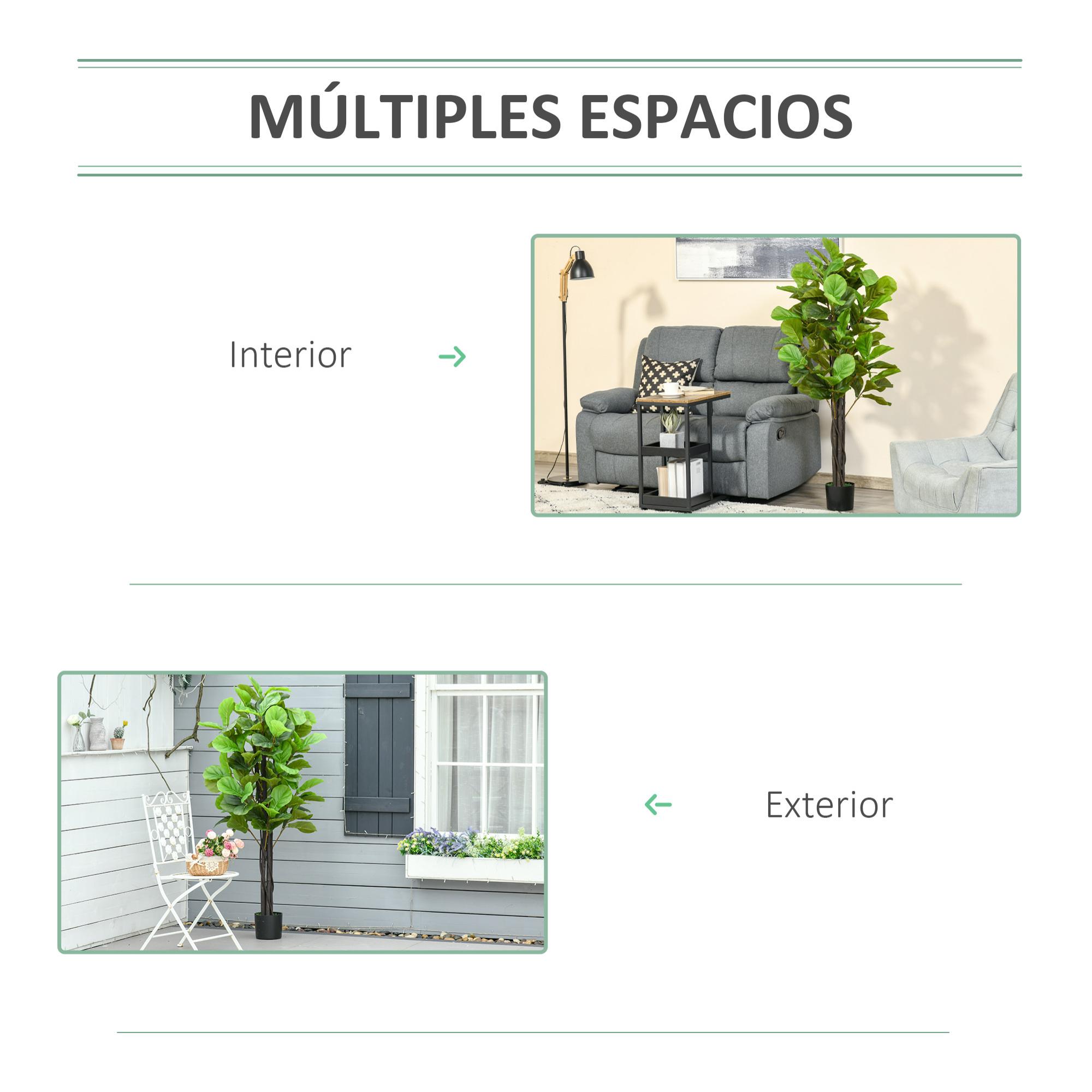 Planta Artificial Higuera en Maceta Altura 155 cm con 114 Hojas Árbol Falso Interior para Decoración Hogar Salón Dormitorio Verde