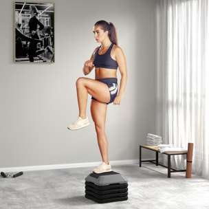 Step de Aeróbic Step para Fitness Stepper Antideslizante con Altura Ajustable de 10/15/20/25/30 cm Carga 150 kg para Entrenamiento en Casa Gimnasio Gris