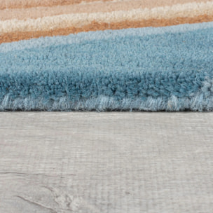 Tapis de couloir en laine ABSTRACT FLOW Bleu