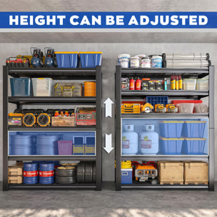 Mesh 185 - Scaffale in Metallo 185x100x40 cm con 5 Ripiani in Reticolato Portata 1365Kg Nero