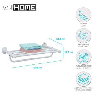Estante con toallero 2 en 1 de metal - Organizador funcional de 50,5x30,3x12,7cm