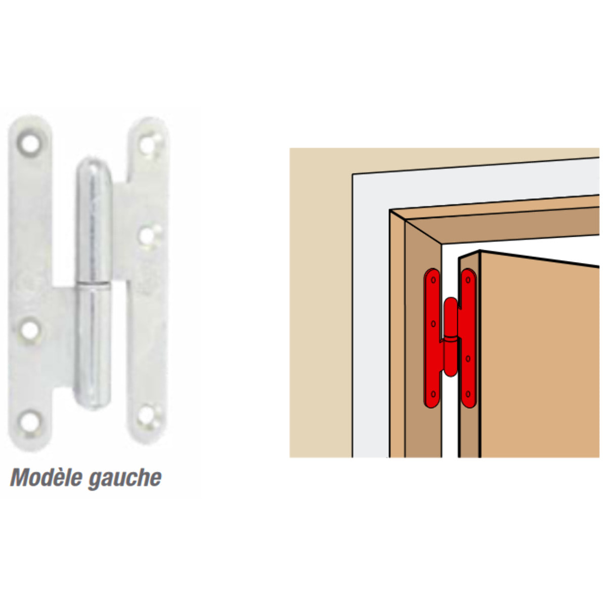 Paumelle droite bouts ronds “Loutre Sedan ®” TORBEL - 110x55 mm - Gauche - J530330