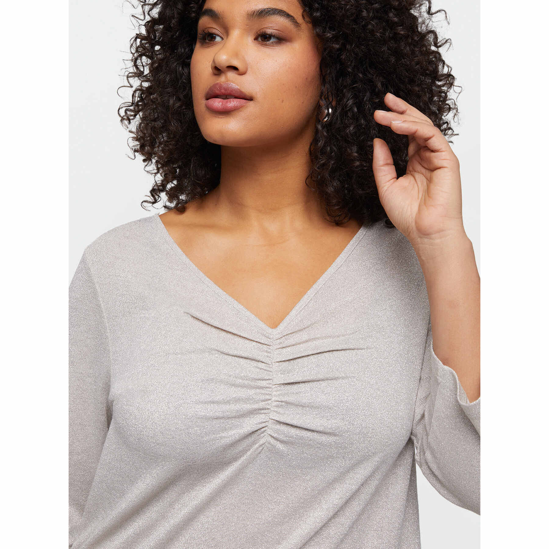 Fiorella Rubino - Camiseta de lúrex con fruncido - Beige