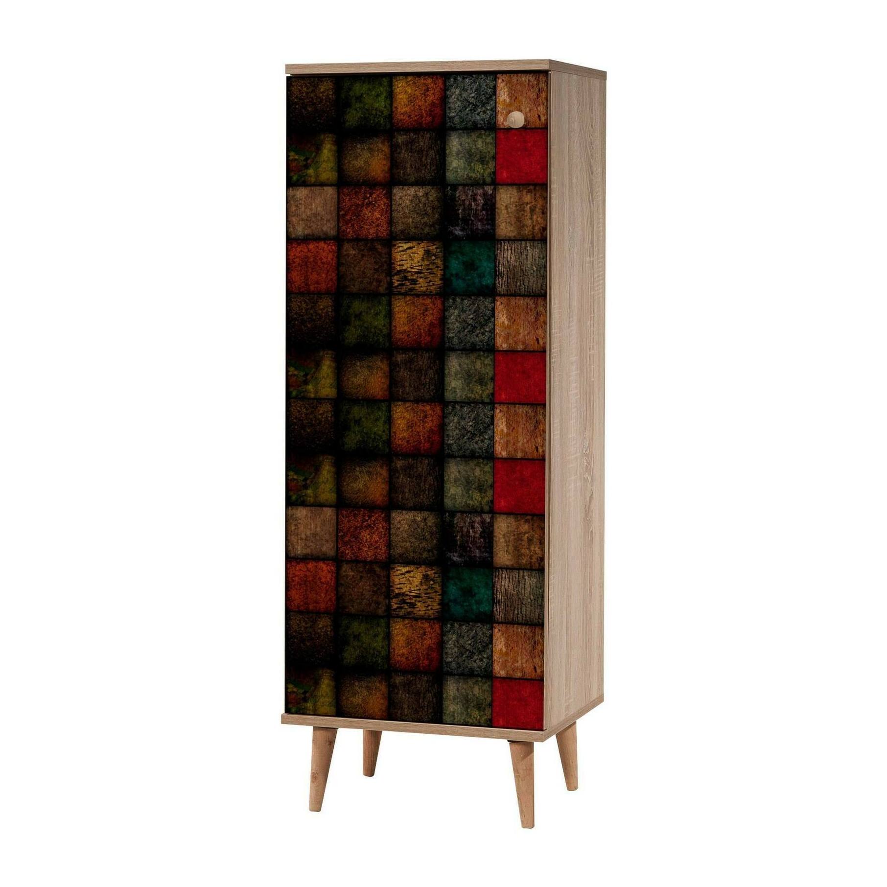 Mobile da ingresso Podgorica, Entratina appendiabiti, Composizione per atrio, Consolle portaoggetti multifunzione, 50x38h135 cm, Quercia e Antracite