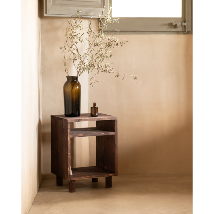 Table de chevet en bois massif ton noyer 51x32cm Hauteur: 50.5 Longueur: 32 Largeur: 37.5