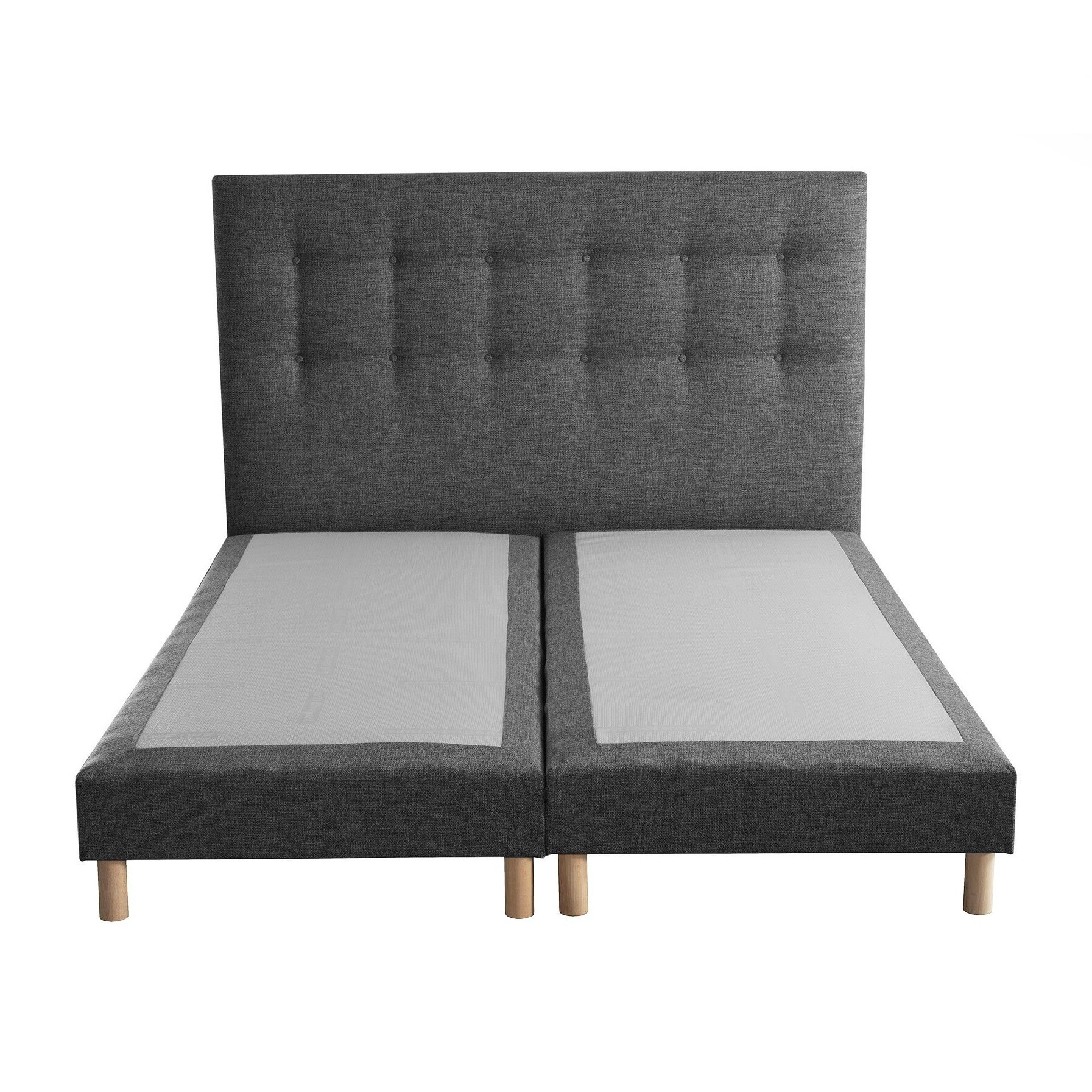 Ensemble sommier tapissier, SYMBIOSE, tête de lit capitonnée gris éléphant