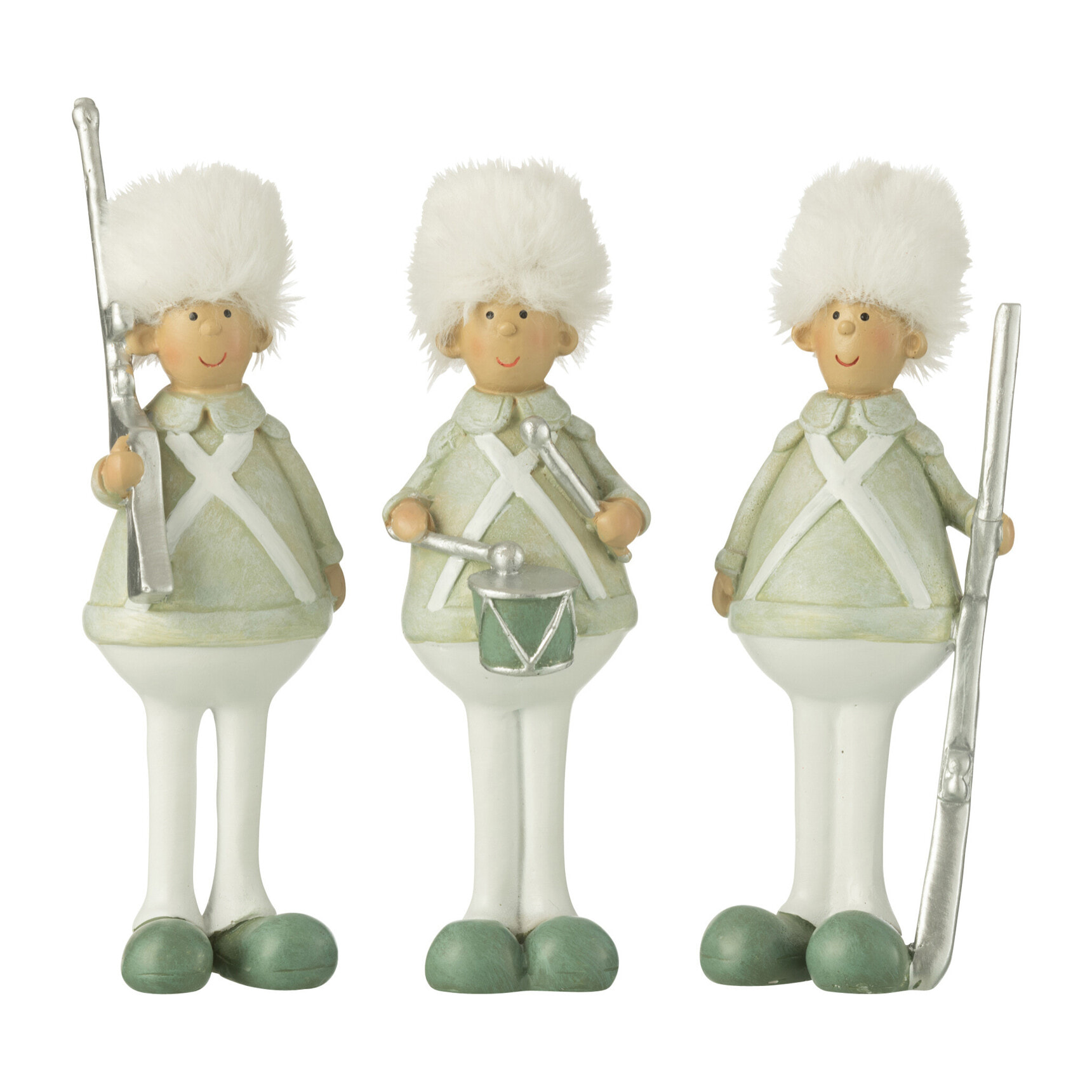 J-Line figurine Soldat Fusil + Tambour - polyrésine - vert/blanc - small - 3 pcs