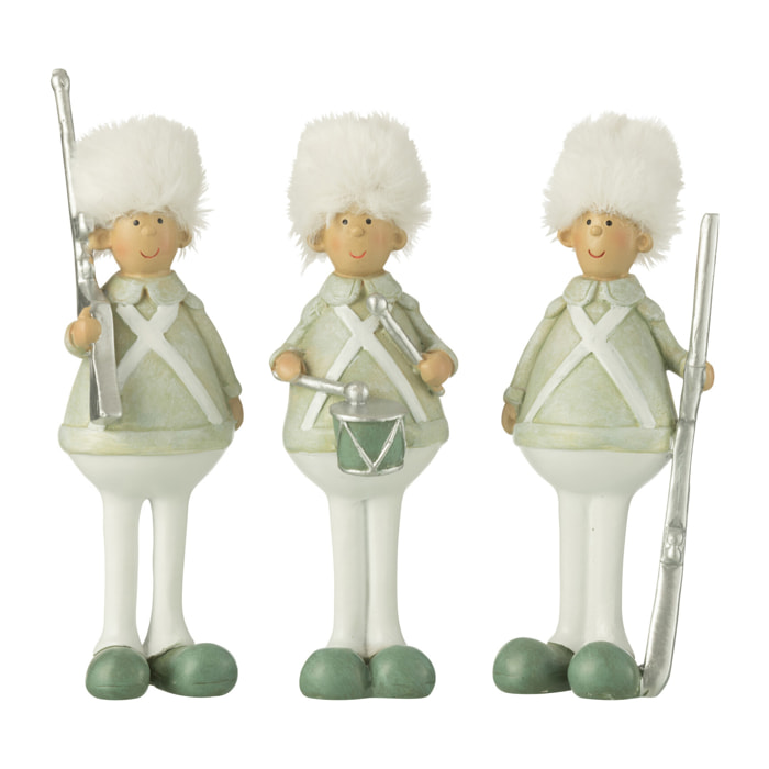 J-Line figurine Soldat Fusil + Tambour - polyrésine - vert/blanc - small - 3 pcs