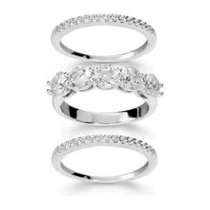 Set Anelli Veretta e Riviera in Argento 925 con Cubic Zirconia
