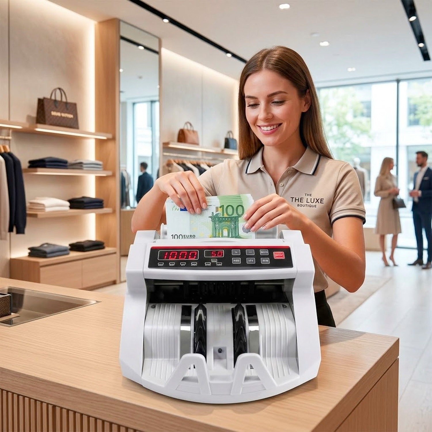 Conta Banconote Professionale Con Display LED E Rilevatore Banconote False UV/MG 1000 Banconote Al Min Display Esterno Remoto