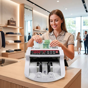 Conta Banconote Professionale Con Display LED E Rilevatore Banconote False UV/MG 1000 Banconote Al Min Display Esterno Remoto