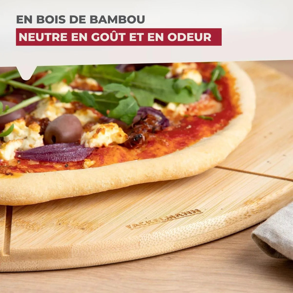 Planche à pizza avec rainures de coupe, Ø 32 cm