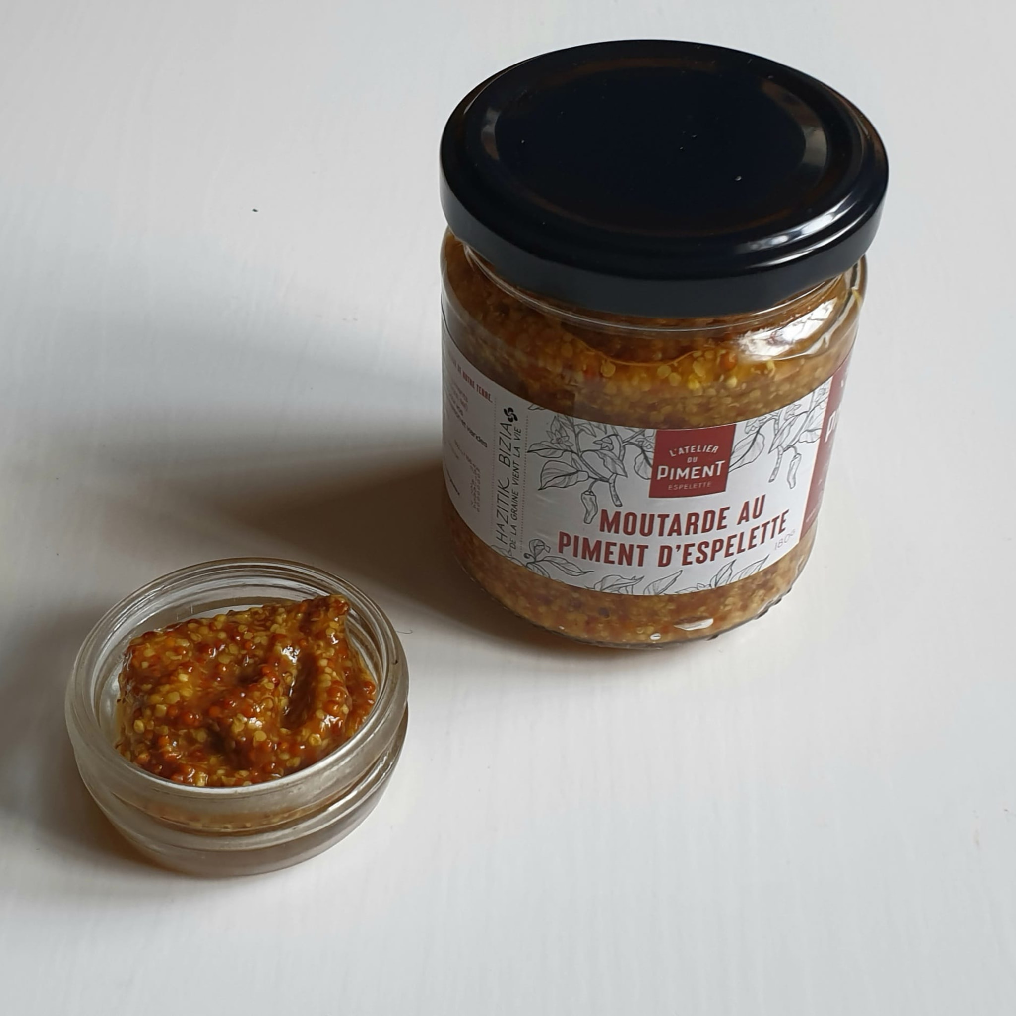 Moutarde à l'ancienne au piment d'espelette - 180g - L'atelier du Piment - France